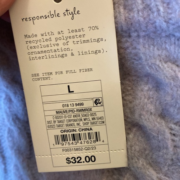 A New Day NWT Cozy cropped Cable Knit Sweater Heather - Cream size L - Picture 5 of 5